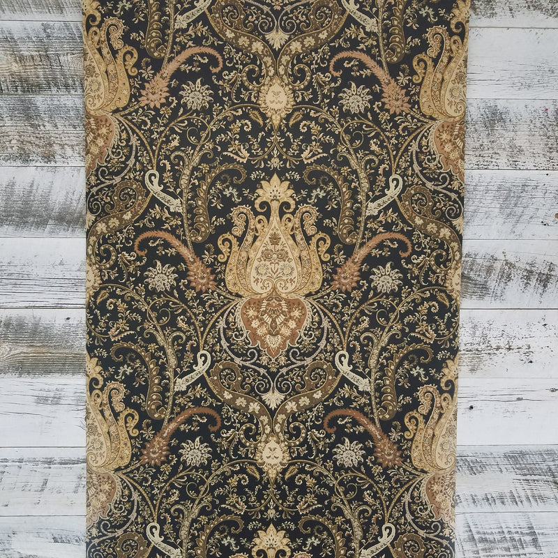 Waverly Byzance Copper and Black Damask Wallpaper