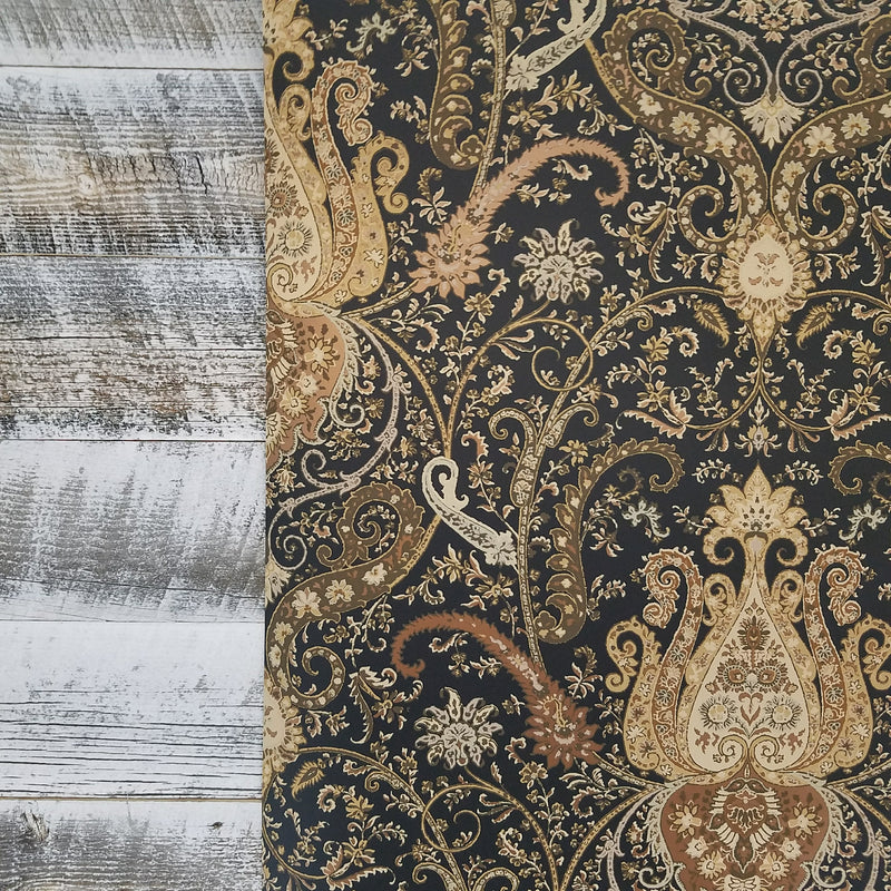 Waverly Byzance Copper and Black Damask Wallpaper