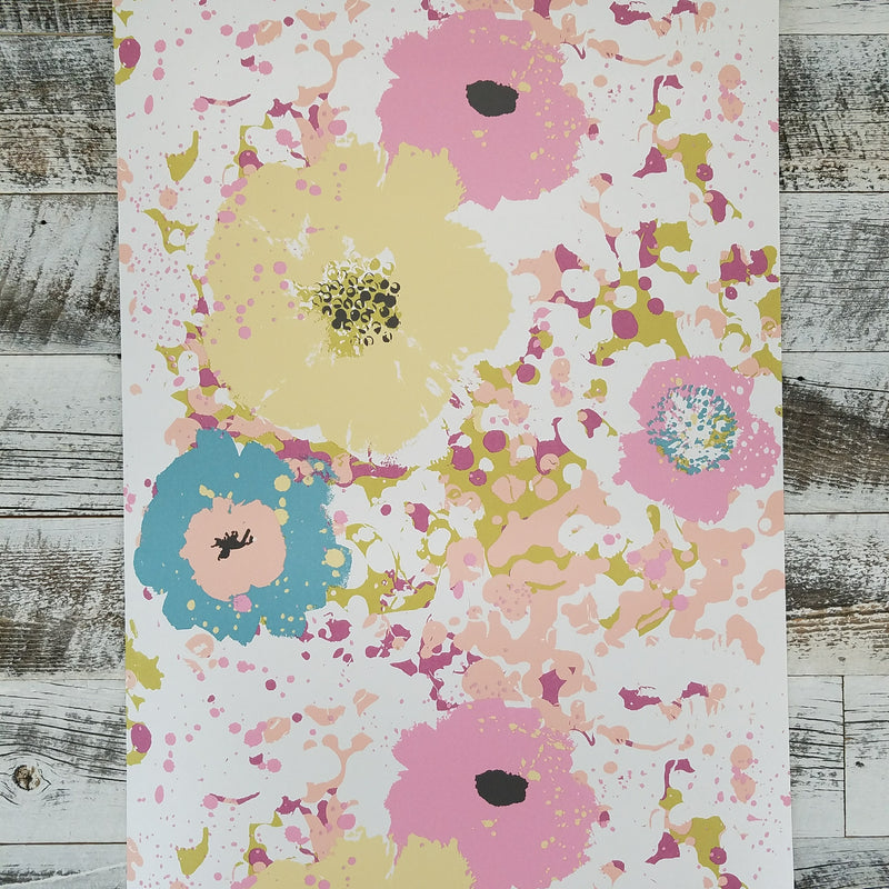 York Spontaneity Pink and Yellow Floral Wallpaper