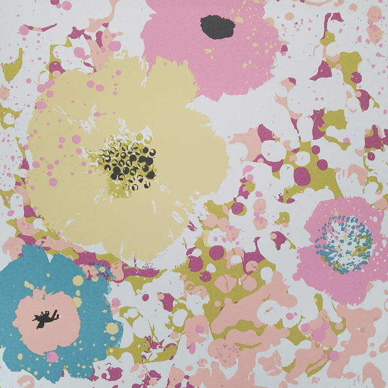 York Spontaneity Pink and Yellow Floral Wallpaper