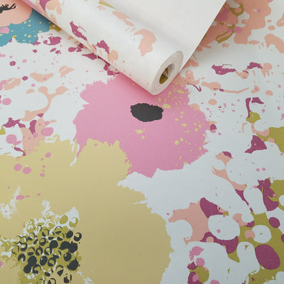 York Spontaneity Pink and Yellow Floral Wallpaper