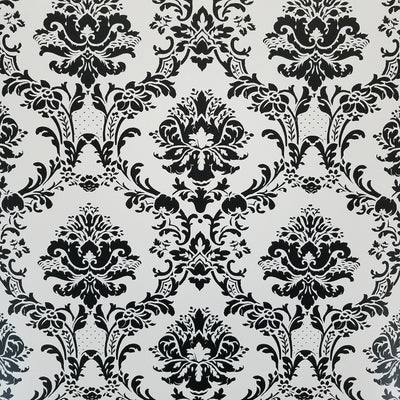 Black and White Victorian Damask Wallpaper