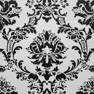 Black and White Victorian Damask Wallpaper