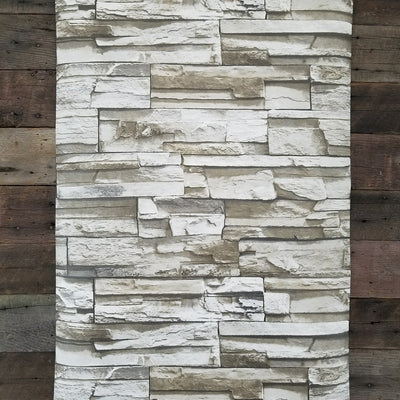 Rustic Lodge Stack Stone Brown 3D Peel and Stick Wallpaper