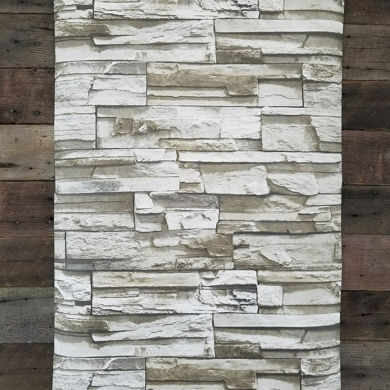 Rustic Lodge Stack Stone Brown 3D Peel and Stick Wallpaper