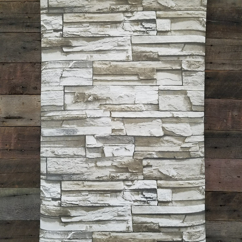 Rustic Lodge Stack Stone Brown 3D Peel and Stick Wallpaper