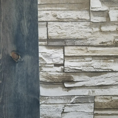 Rustic Lodge Stack Stone Brown 3D Peel and Stick Wallpaper