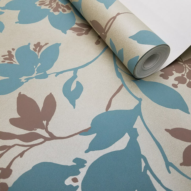 Carina Aqua Silhouette Floral Kenneth James Wallpaper