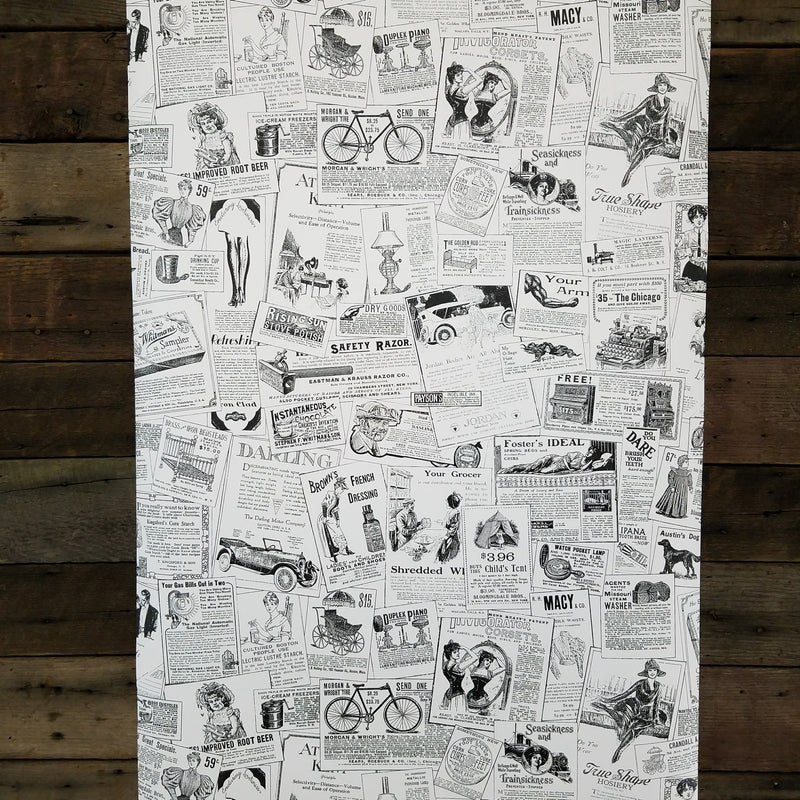 Black & White Nostalgic Vintage Ads Wallpaper
