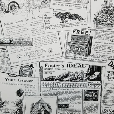 Black & White Nostalgic Vintage Ads Wallpaper