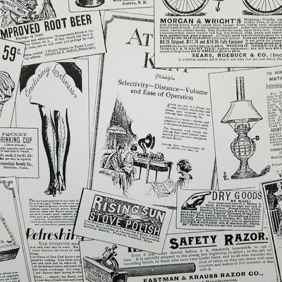 Black & White Nostalgic Vintage Ads Wallpaper