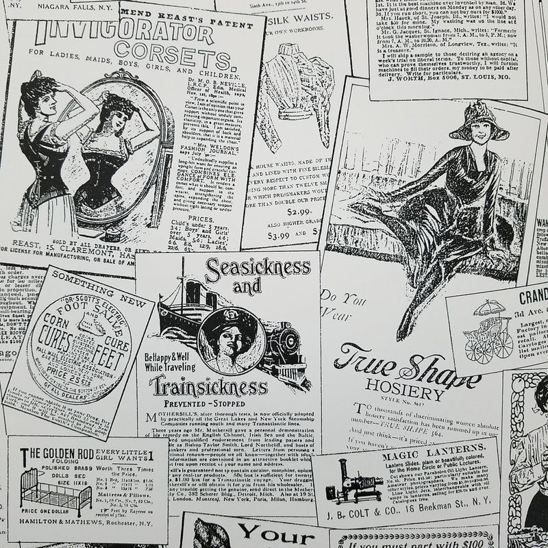 Black & White Nostalgic Vintage Ads Wallpaper