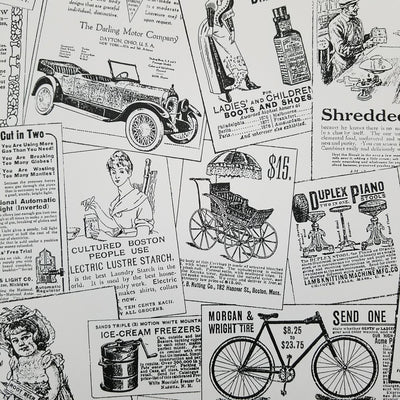 Black & White Nostalgic Vintage Ads Wallpaper