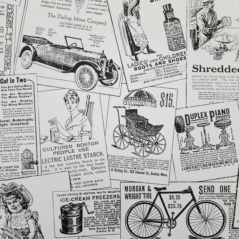 Black & White Nostalgic Vintage Ads Wallpaper