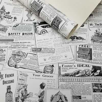 Black & White Nostalgic Vintage Ads Wallpaper