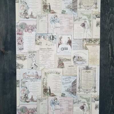 Norwall French & English Antique Bistro Menus Kitchen Wallpaper