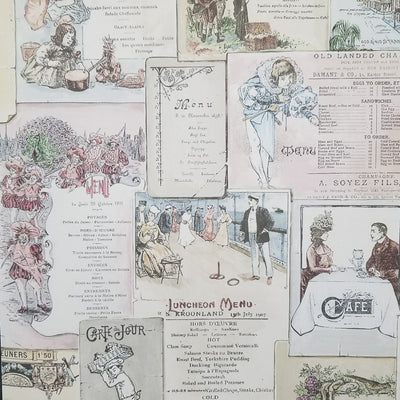 Norwall French & English Antique Bistro Menus Kitchen Wallpaper
