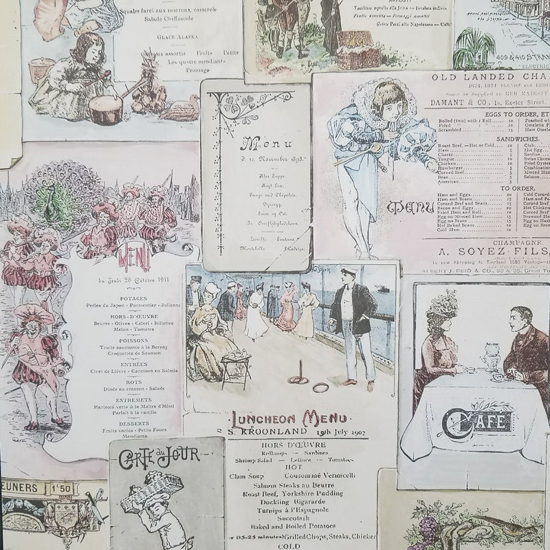 Norwall French & English Antique Bistro Menus Kitchen Wallpaper