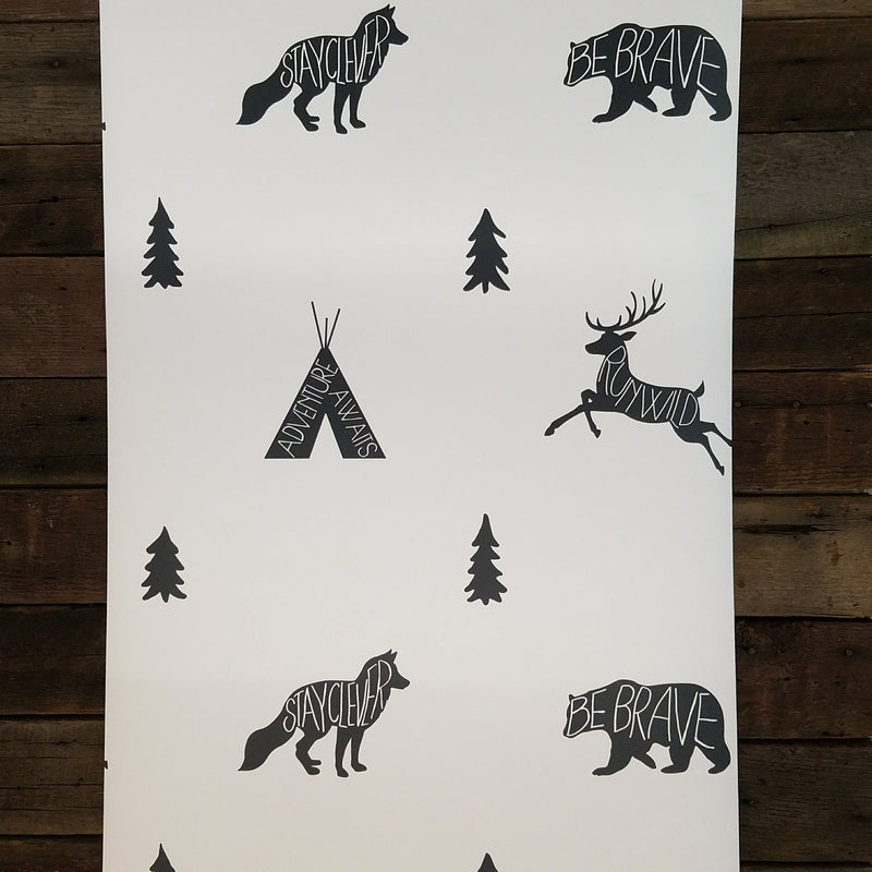 Black and White Run Wild Boho Animal Wallpaper
