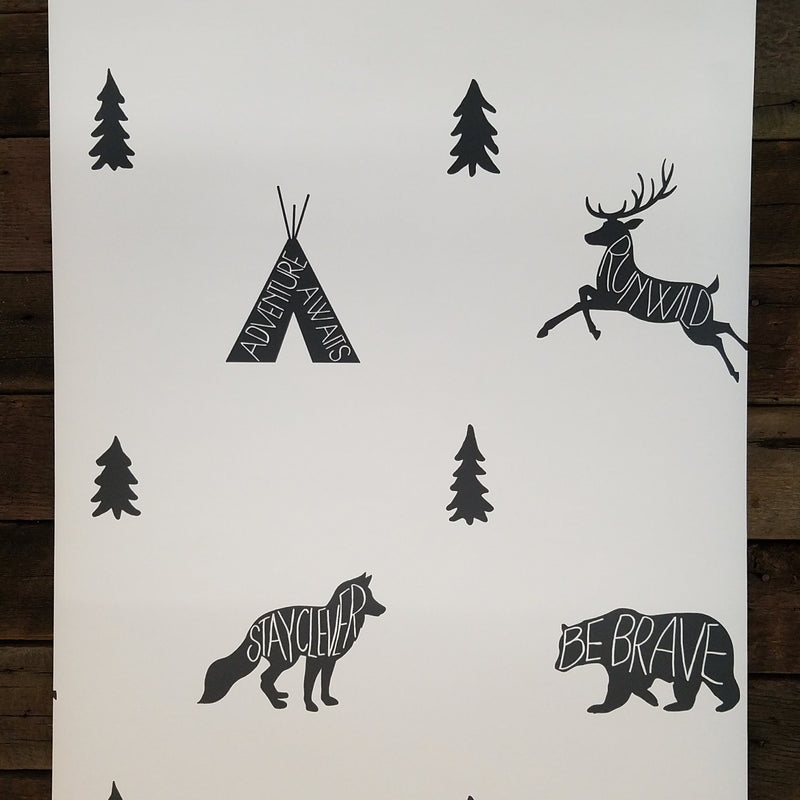 Black and White Run Wild Boho Animal Wallpaper