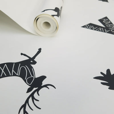 Black and White Run Wild Boho Animal Wallpaper