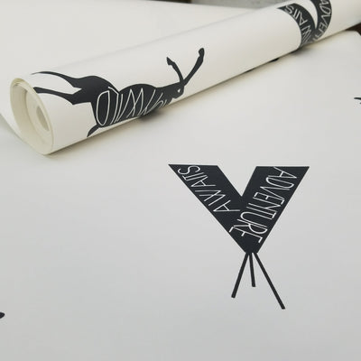 Black and White Run Wild Boho Animal Wallpaper