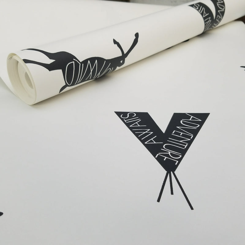 Black and White Run Wild Boho Animal Wallpaper