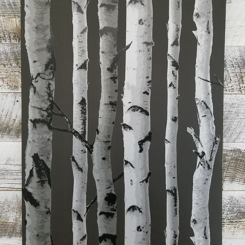 Brewster Distinctive Black Birch Tree Wallpaper