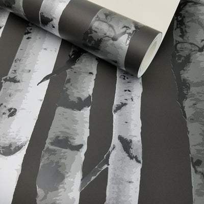 Brewster Distinctive Black Birch Tree Wallpaper