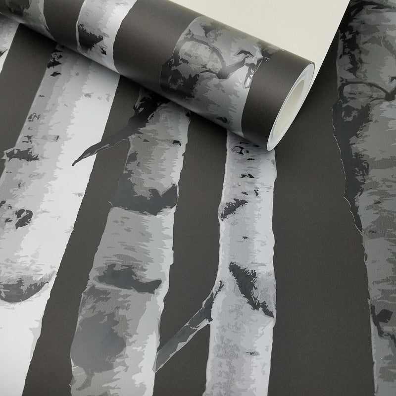 Brewster Distinctive Black Birch Tree Wallpaper