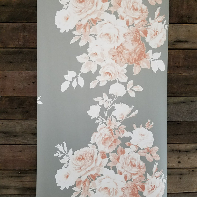Magnolia Home Tea Rose Gray and Pink Floral Wallpaper