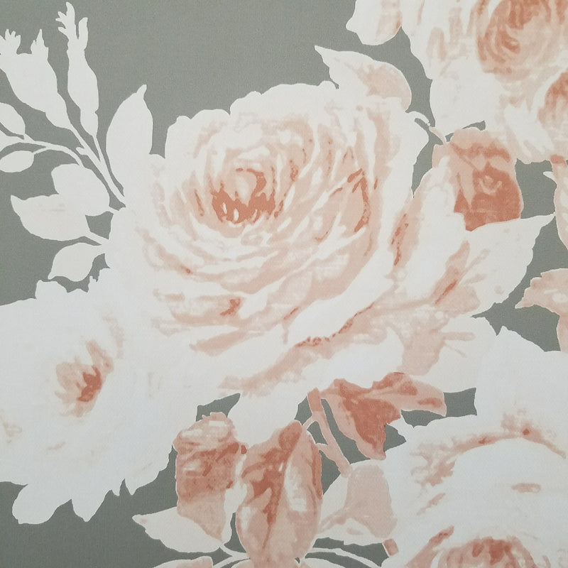 Magnolia Home Tea Rose Gray and Pink Floral Wallpaper