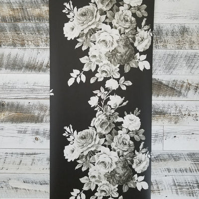 Magnolia Home Tea Rose Black and White Floral Wallpaper