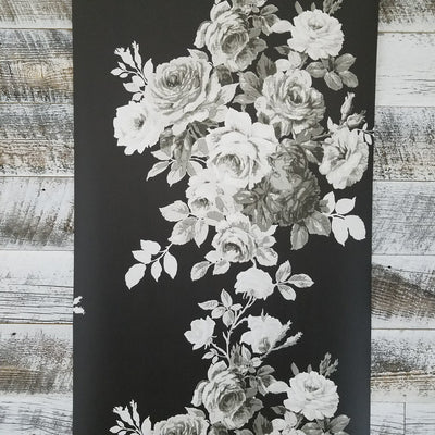 Magnolia Home Tea Rose Black and White Floral Wallpaper