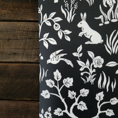 Magnolia Home Fox and Hare Black and White Textured Wallpaper