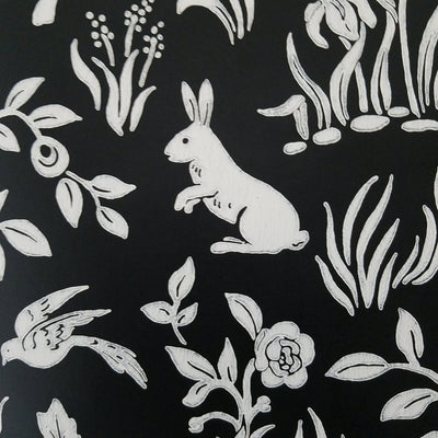 Magnolia Home Fox and Hare Black and White Textured Wallpaper
