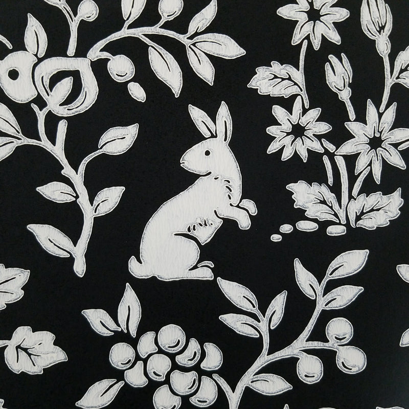 Magnolia Home Fox and Hare Black and White Textured Wallpaper