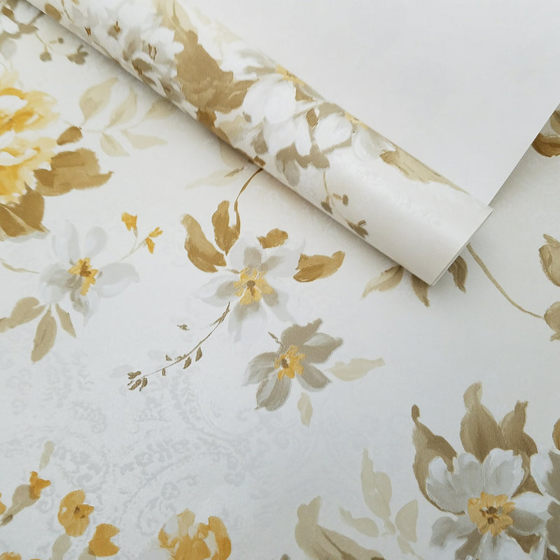 Brewster Rosemore Yellow Eloise Floral Wallpaper