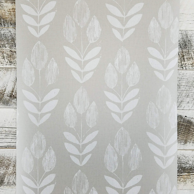 Garland Dove Gray Scandinavian Block Print Tulip Wallpaper