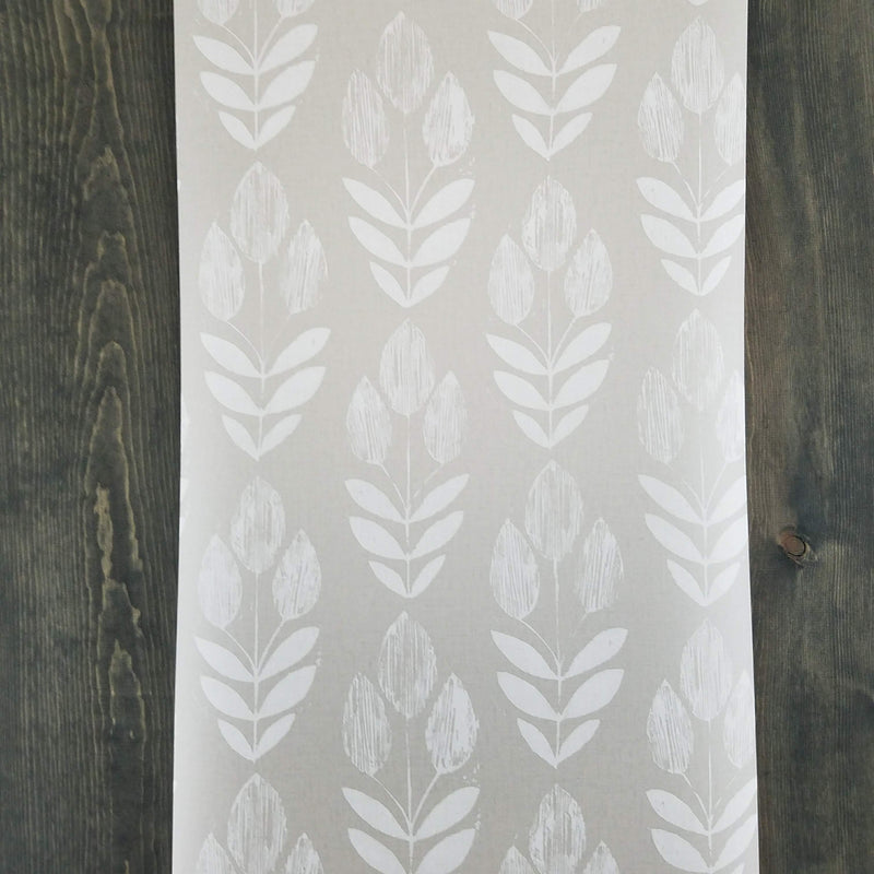 Garland Dove Gray Scandinavian Block Print Tulip Wallpaper
