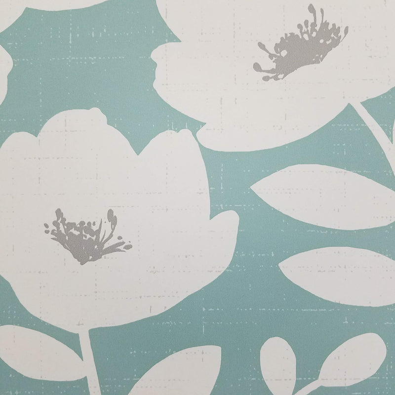 Bergman Teal Scandinavian Floral Wallpaper