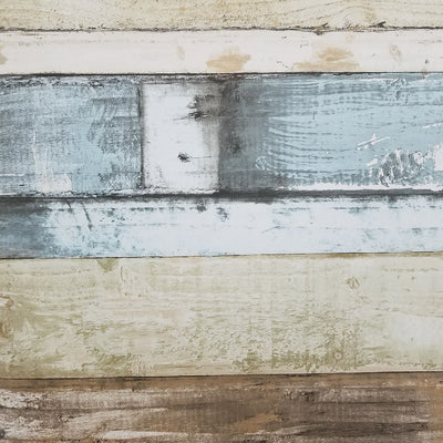 Distressed Blue Weathered Beachwood Wallpaper