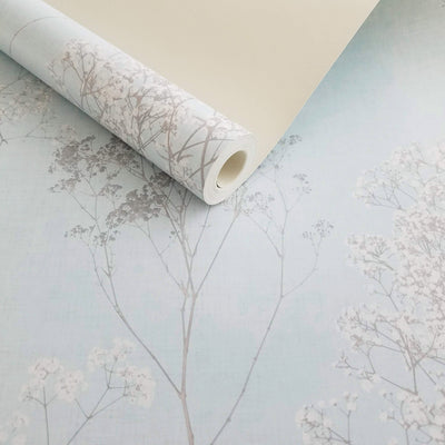 Queen Anne's Soft Blue Lace Floral Wallpaper