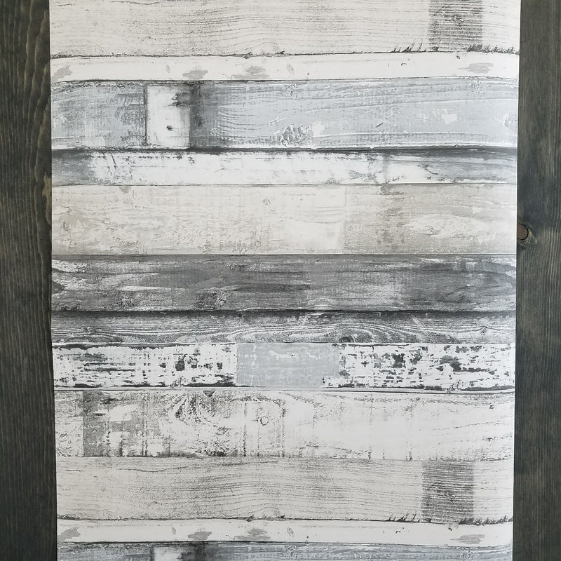 Modern Gray Charcoal Weathered Beachwood Wallpaper