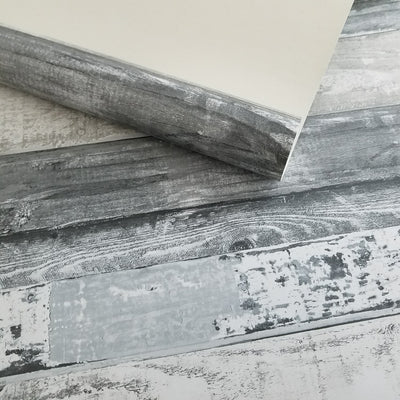 Modern Gray Charcoal Weathered Beachwood Wallpaper