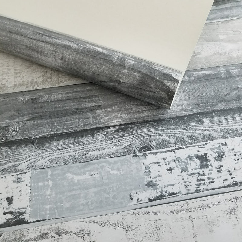 Modern Gray Charcoal Weathered Beachwood Wallpaper