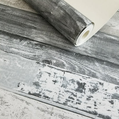 Modern Gray Charcoal Weathered Beachwood Wallpaper