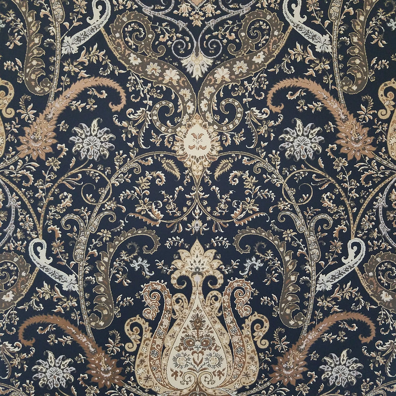 Waverly Byzance Copper and Black Damask Wallpaper