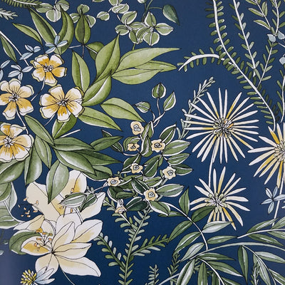 A Street Prints Full Bloom Navy Blue Floral Wallpaper