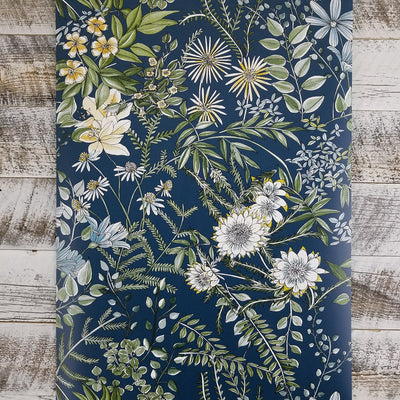 A Street Prints Full Bloom Navy Blue Floral Wallpaper